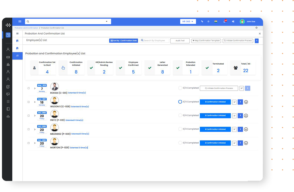 Probation and confirmation management